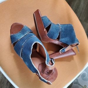 Denim LUCKY BRAND high wedge heeled sandals. Never worn - with tags!